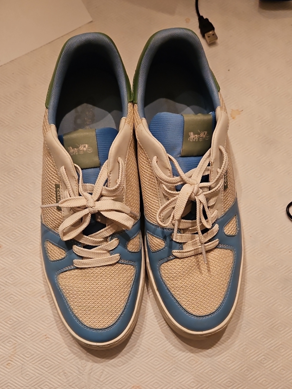 Coach Men’s Athletic Sneakers in Light Blue and Cream